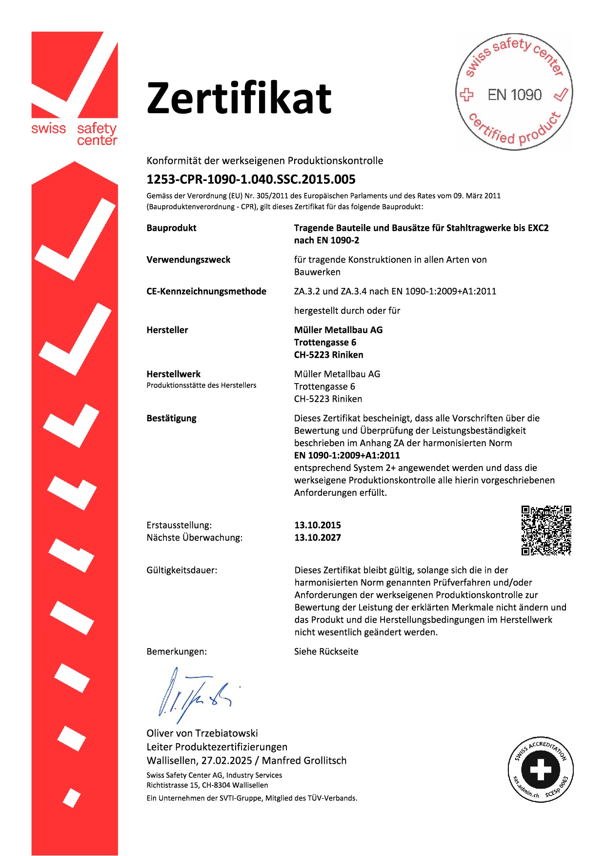 29.11.2024: Rezertifizierung EN1090